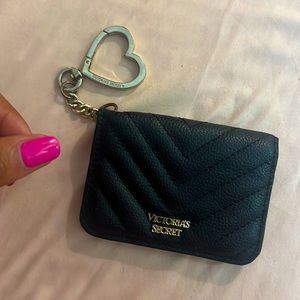 Victoria Secret Black Chevron Key Chain Wallet